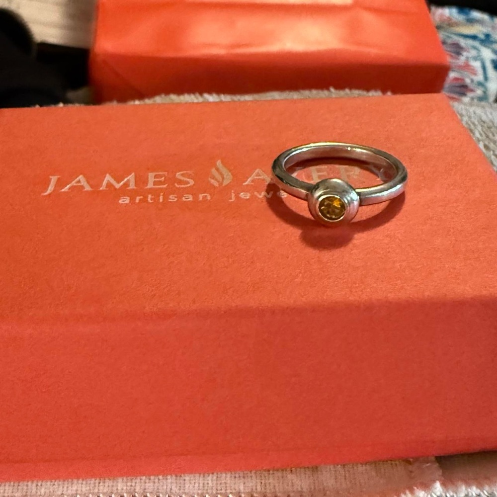 Silver Ring with Yellow Gemstone